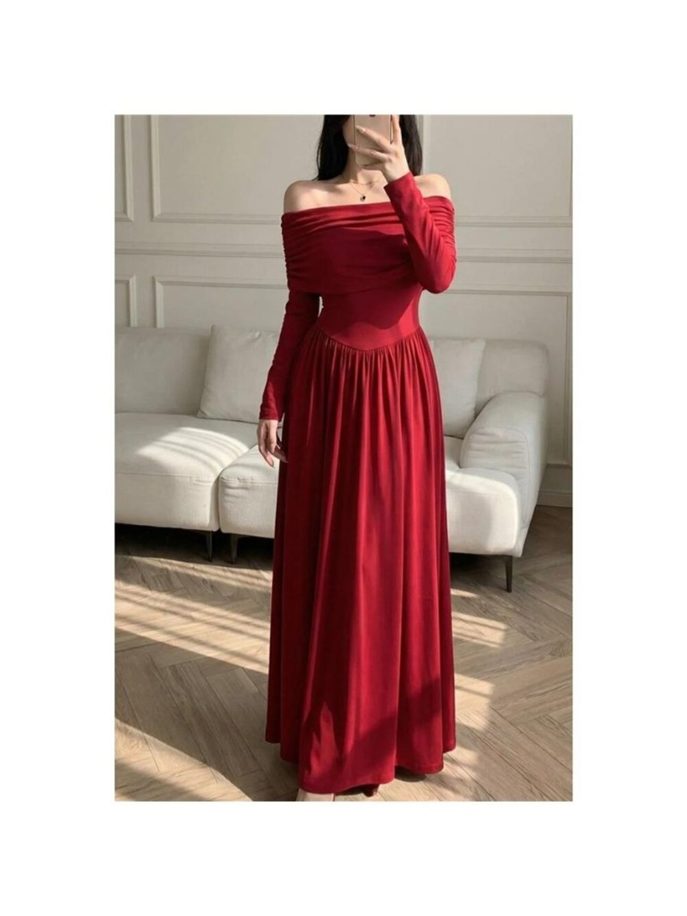 Off-Shoulder Ruched Bodycon Maxi Dress